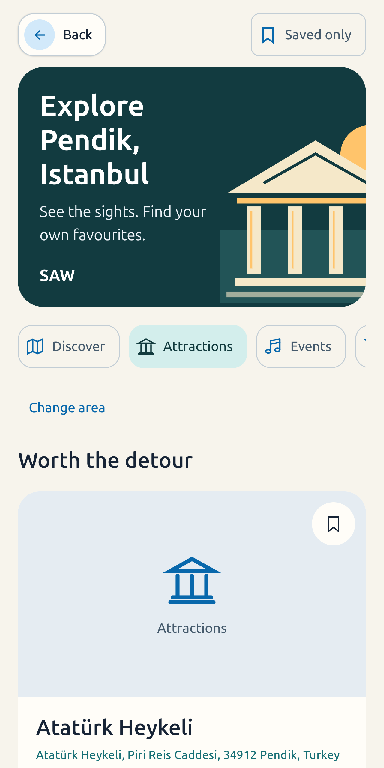 Nearby attractions in AirPassbook Discover