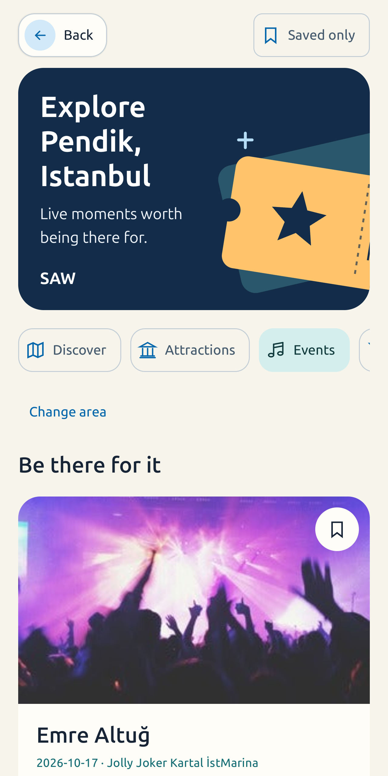 Events near your destination in AirPassbook Discover